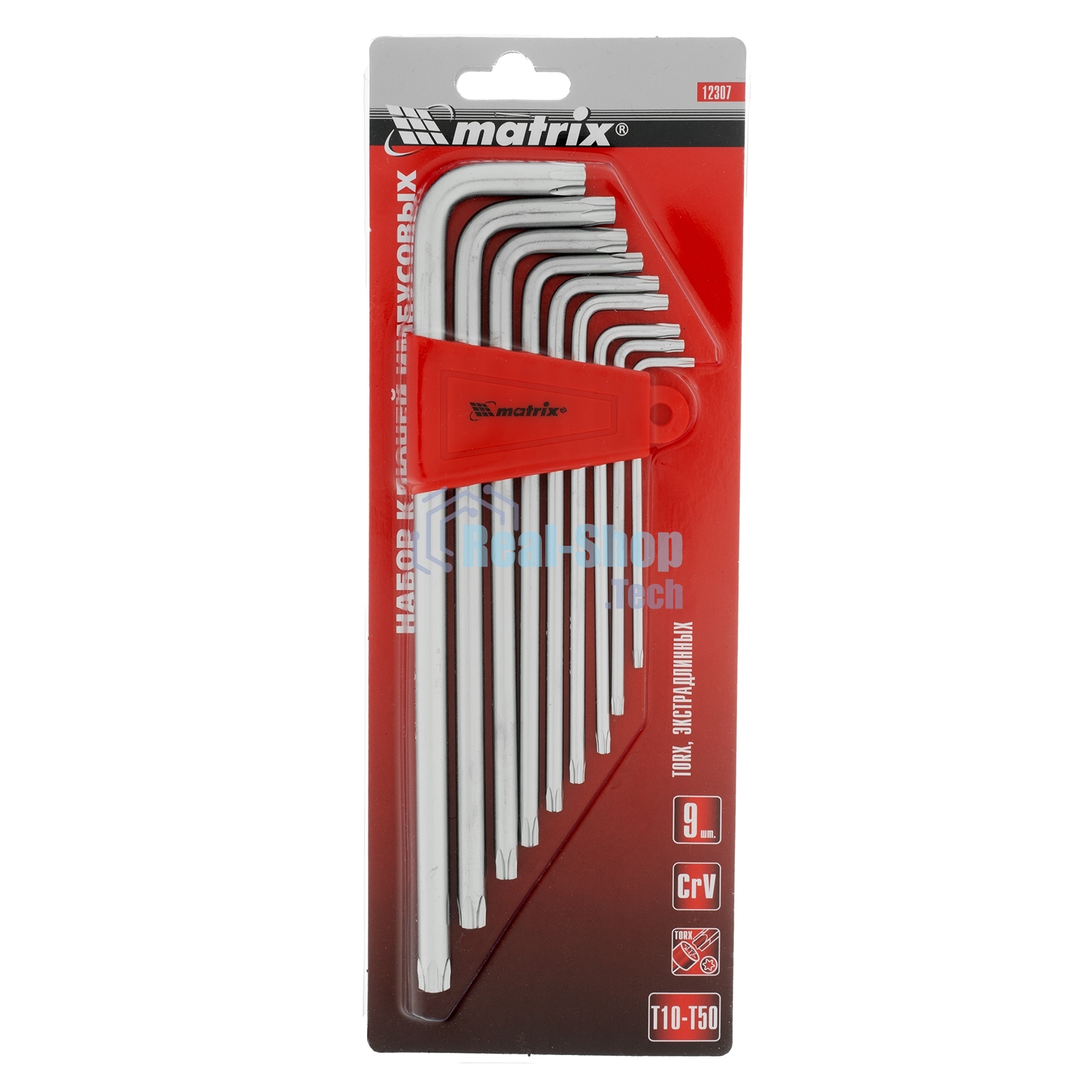 Набор ключей Matrix имбусовых torx 9шт: t10-t50 crv экстра-длин сатин.