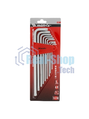 Набор ключей Matrix имбусовых torx 9шт: t10-t50 crv экстра-длин сатин.
