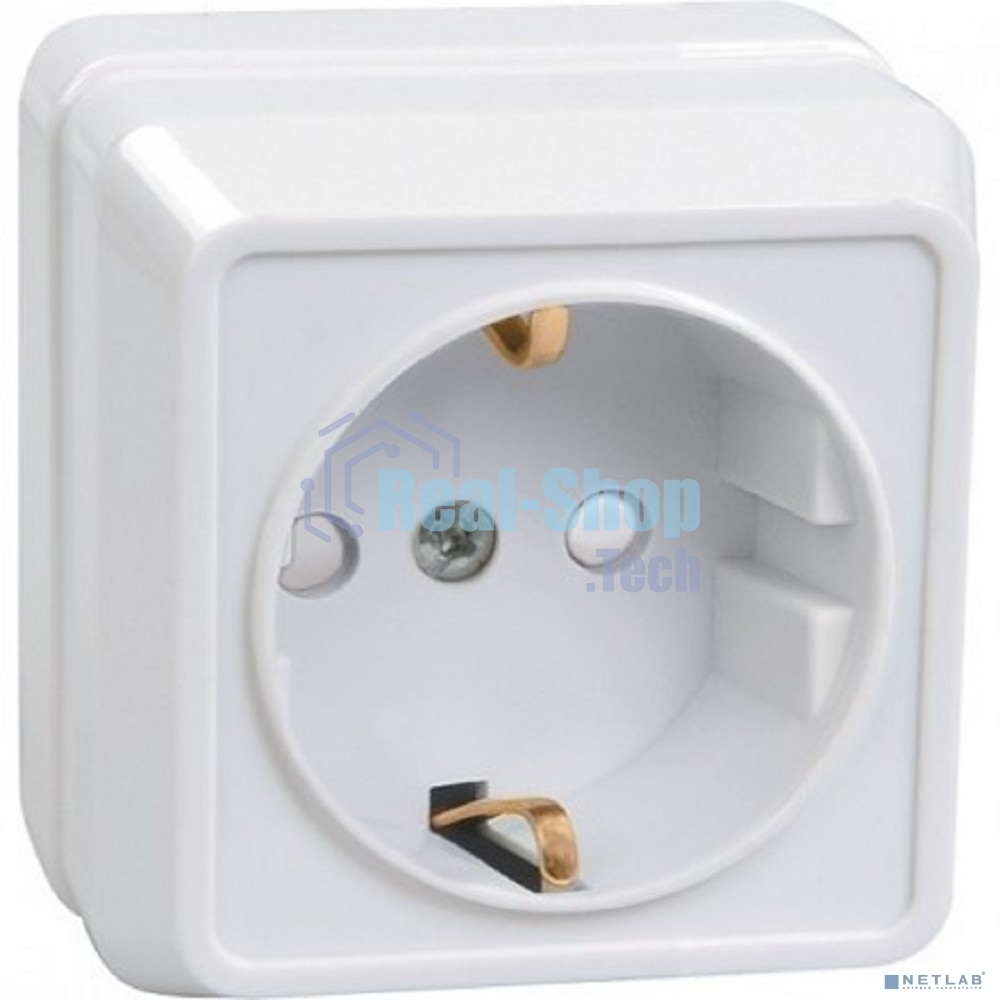 Розетка 1-м ОП Октава 16А РСш20-3-ОБ защ. шторки с заземл. IP20 белый ИЭК ERO14-K01-16-DC