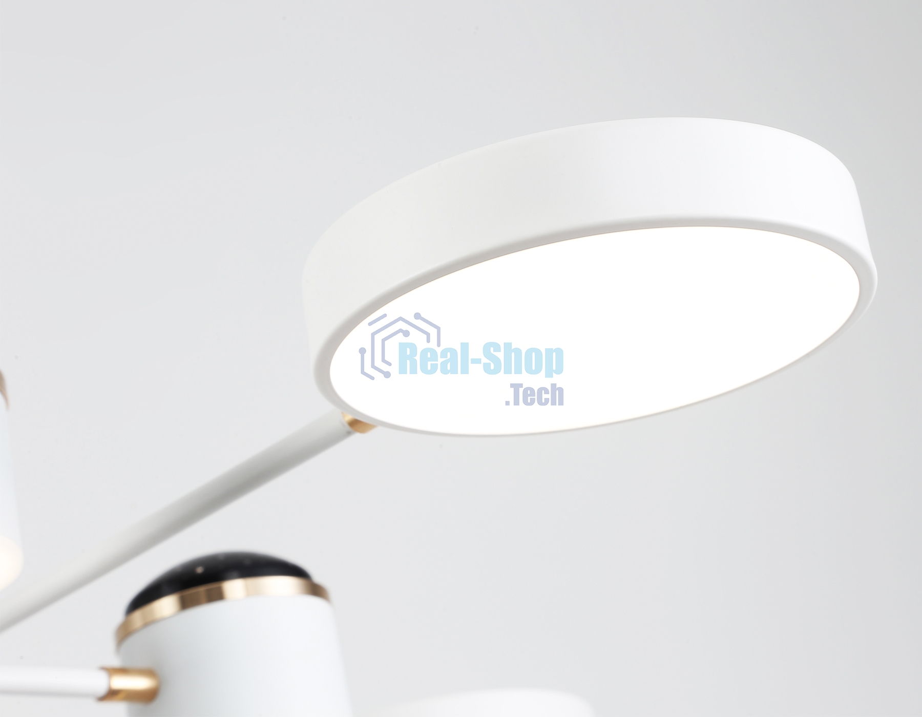 Люстра светодиодная на штанге Ambrella light FL51627/9+4 WH/FGD белый/золото 132W 3000-6000K D850*370 (без ПДУ)