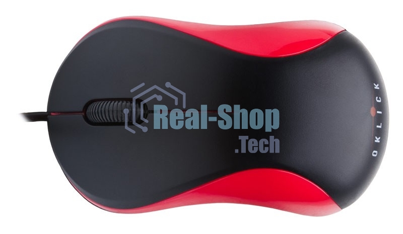 Мышь проводная Oklick 115S черный/красный, 1200 dpi, USB, кнопки - 3