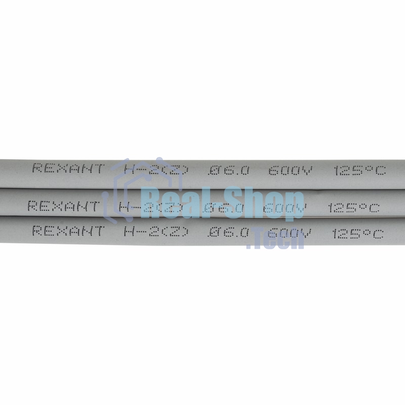 Термоусаживаемая трубка Rexant 6,0/3,0 мм, серая, упаковка 50 шт. по 1 м