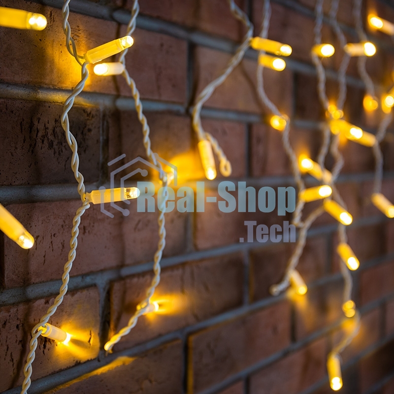 Гирлянда Neon-night Айсикл (бахрома) светодиодный, 4,8 х 0,6 м, белый провод, 230 В, диоды теплый белый, 176 LED