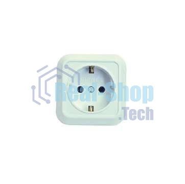 Розетка 1-м Makel ОП 16А IP20 квадратная с заземл. белый