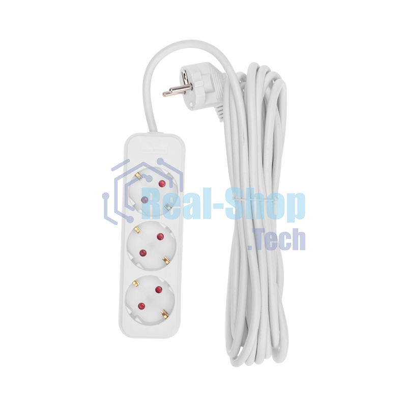 Удлинитель Rexant STANDARD 3 гнезда, 5 м, 3х1,0 мм², с/з, белый