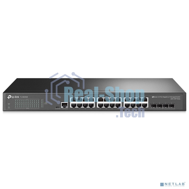 Коммутатор TP-Link JetStream 24-port Gigabit L2/L2+ Managed Switch with 4 SFP slots, support SDN controller, abundant L2/L2+ features, 1U rack mountable, full managed via web UI/CLI/Console/SSH/Telnet/SNMP.