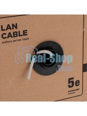Кабель витая пара Rexant U/UTP, cat.5e, PVC нг(А)-LS, 4х2х0,52мм, 4PR, 24AWG, INDOOR, SOLID, серый, 305м