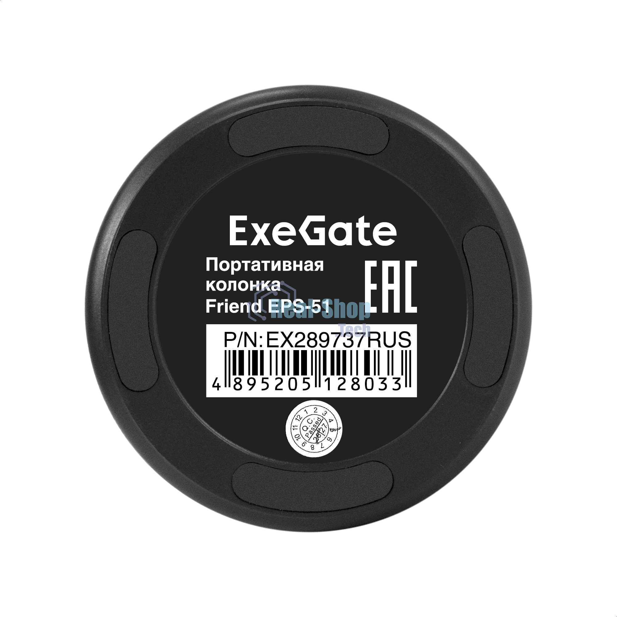 Портативная BT-колонка ExeGate Friend EPS-51 (2*5Вт, 50-20000Гц, Bluetooth, с поддержкой USB и TF/microSD карт, FM, Li-Ion 1200mAh, цвет черный, RGB подсветка, зарядка USB Type-C, Color Box)