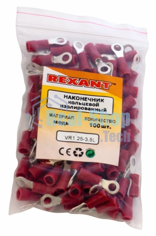 Наконечник кольцевой изолированный Rexant НКИ ø 3.7 мм. 0.5-1.5 мм² (НКи 1.5-3.5) красный