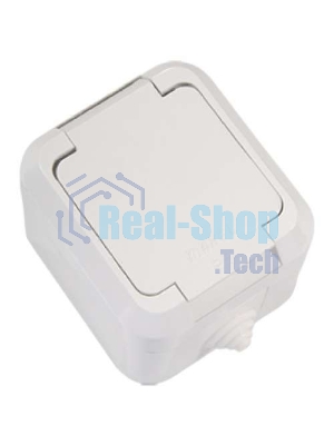 Розетка 1-м Makel ОП 16А IP44 п/герм. с защ. крышкой с заземл. белый