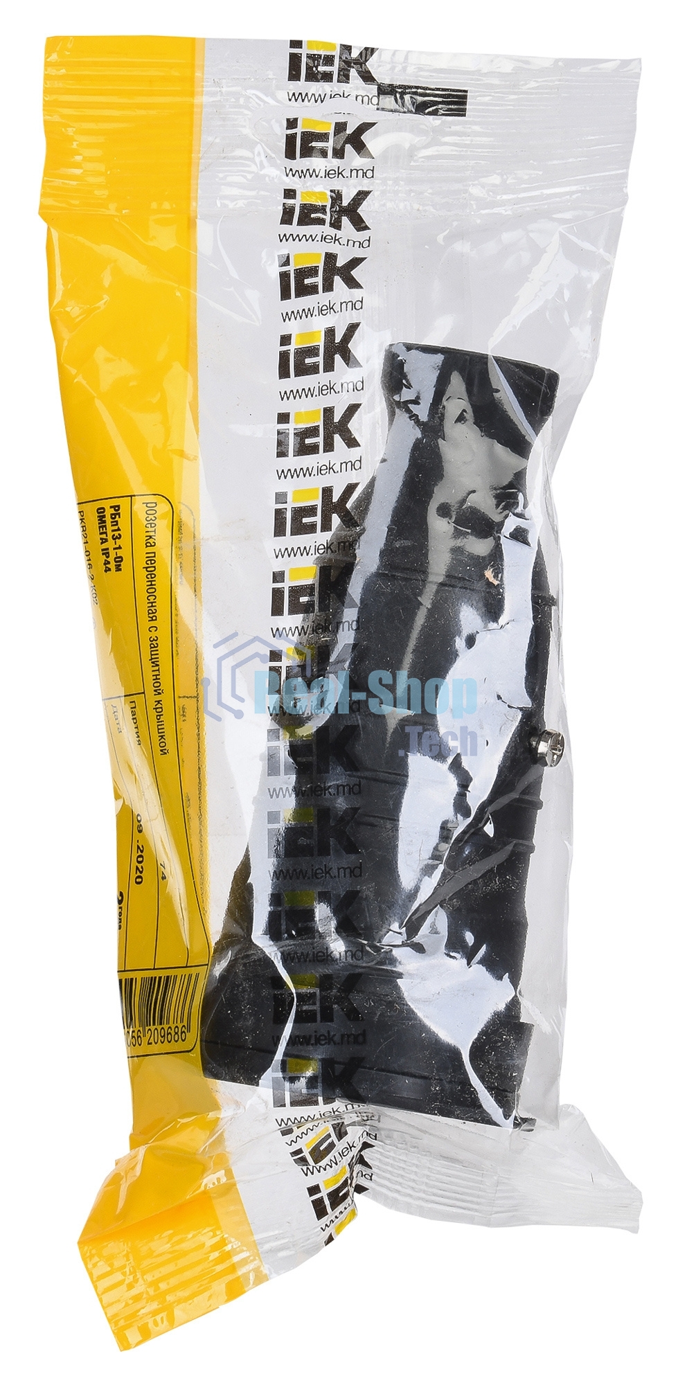 Розетка 1-м Омега РБп13-1-0м с защ. крышкой переносная с заземл. IP44 черный каучук ИЭК PKR21-016-2-K02