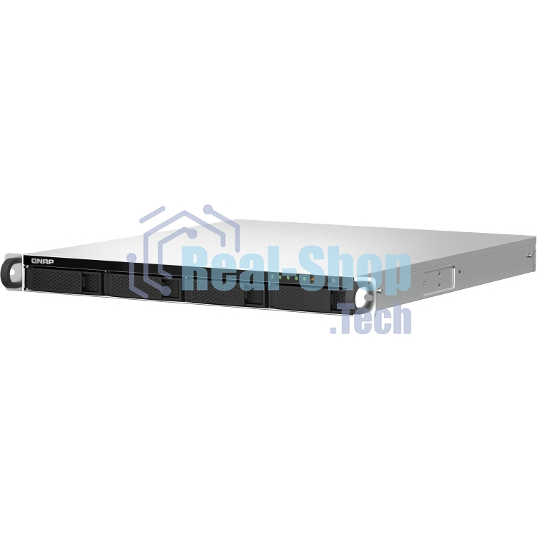 Сетевое хранилище SMB QNAP TS-464U-8G NAS 4 HDD trays, rackmount 1U, 1 PSU. 4-core Intel Celeron N5105/N5095 2.0-2.9 GHz, 8 Gb RAM MAX, 2x2.5GbE, 2xUSB 3.2 Gen 2 (10Gbps), 2xUSB 2.0, 1xHDMI, PCIe Gen 3 x2, W/o rail kit RAIL-B02