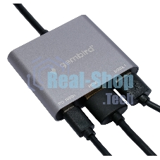 USB-концентратор Type-C Gembird UHB-D2, 3в1: USB3.1, Type-C PD100W, HDMI, кабель 15 см, алюминий