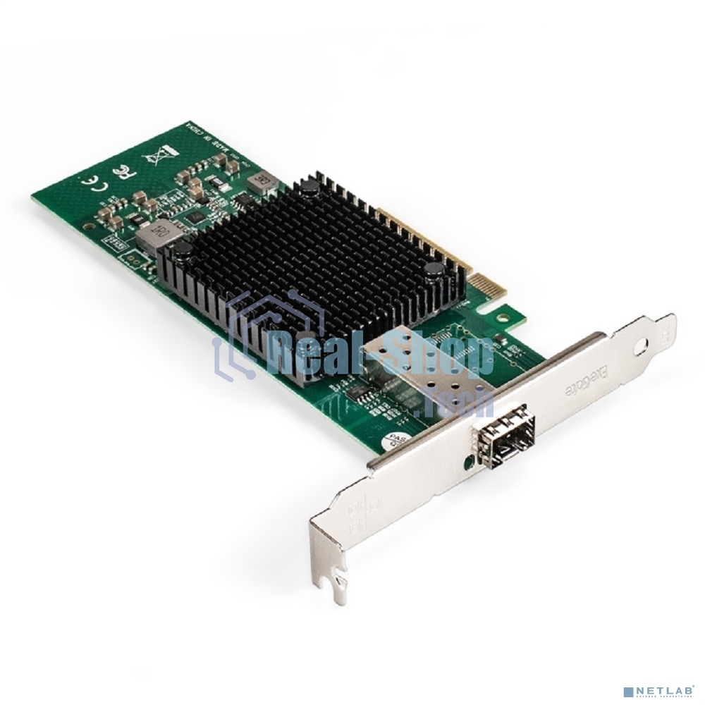 Сетевой адаптер ExeGate EXE-X520-DA1 (PCI-E x8 v3.0, порты 1xSFP+ 10Gb/s (10/5/2.5/1Gb/s, 100Mb/s), Server NIC Intel Chipset JL82599EN)