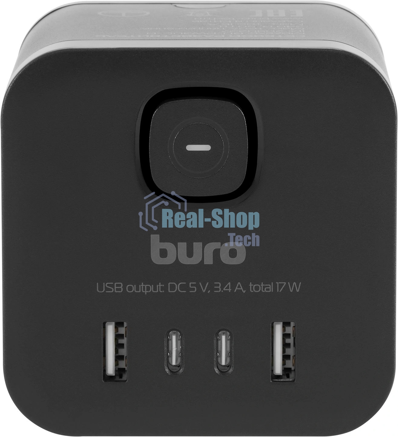 Сетевой разветвитель Buro BU-PW3UC-B (3 розетки) черный (пакет ПЭ)