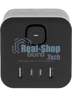 Сетевой разветвитель Buro BU-PW3UC-B (3 розетки) черный (пакет ПЭ)