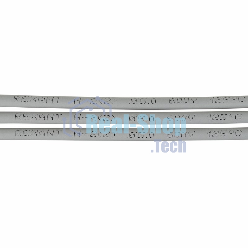 Термоусаживаемая трубка Rexant 5,0/2,5 мм, серая, упаковка 50 шт. по 1 м