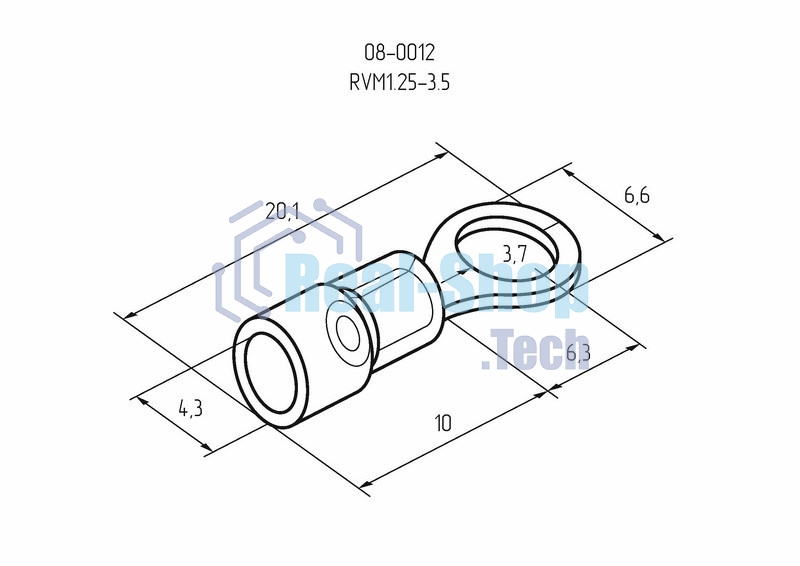 Наконечник кольцевой изолированный Rexant НКИ ø 3.7 мм. 0.5-1.5 мм² (НКи 1.5-3.5) красный