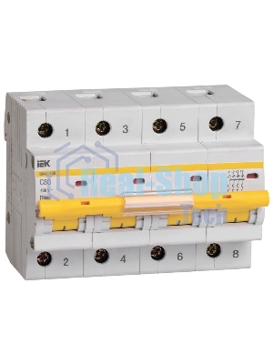 Выключатель автоматический модульный 4п C 80А 10кА ВА47-100 ИЭК MVA40-4-080-C