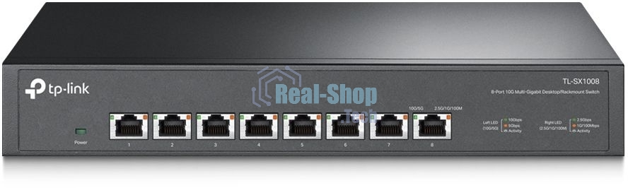 Коммутато TP-Link 8-port Desktop/Rackmount 10G Unmanaged Switch, 8 100/1G/2.5G/5G/10G RJ-45 ports,  1 Fan with intelligent speed control, 100-240 VAC, 50/60 Hz.