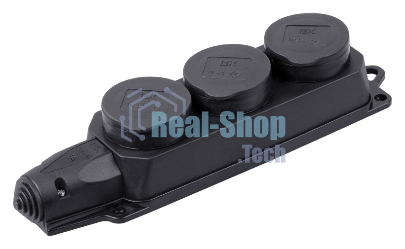 Розетка ИЭК ОМЕГА РБ33-1-0мIP44 трехместная с защитными крышками каучук