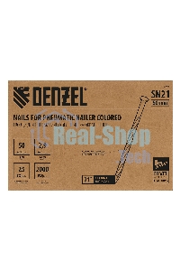 Гвозди Denzel для пнев. нейлера (крашен.), длина - 50 мм, диам. - 2,9 мм, 2000 шт.