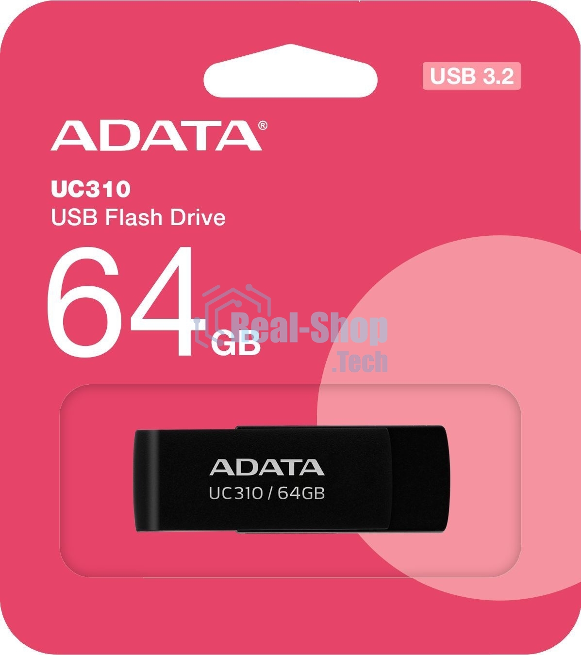 Флешка USB ADATA UC310 (UC310-64G-RBK), 64Gb, USB 3.2, R/W 100/30, черный