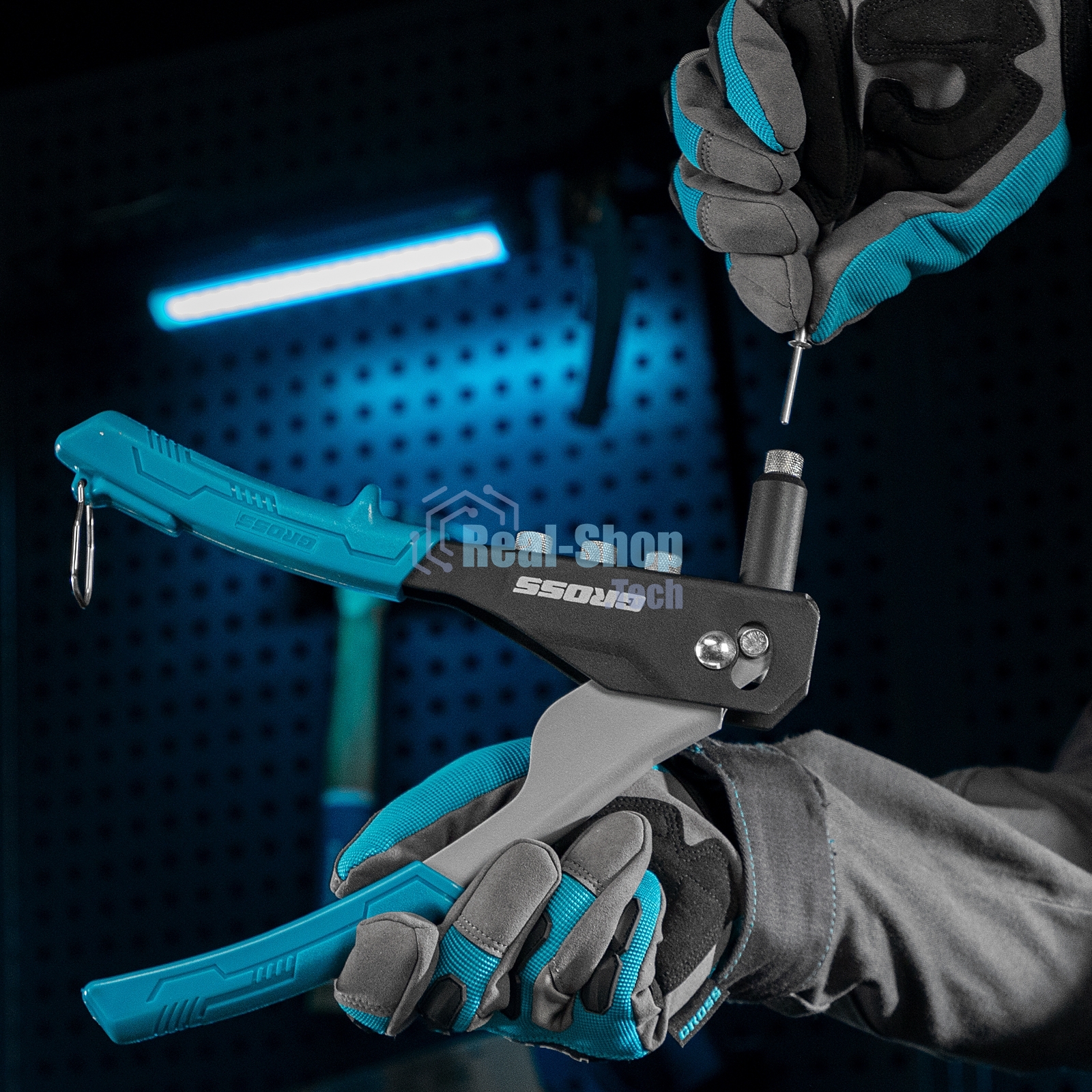 Заклепочник ручной Gross 260 мм, заклепки 2,4-3,2-4,0-4,8 мм