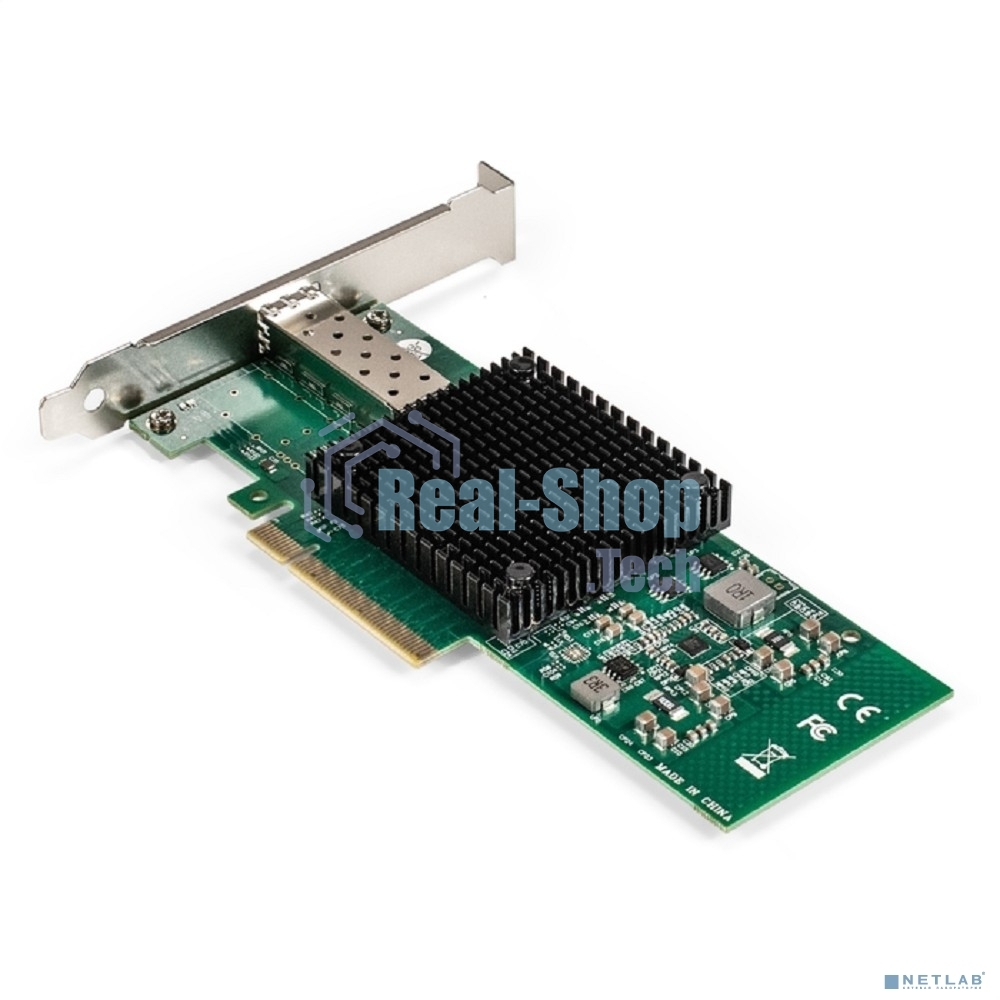 Сетевой адаптер ExeGate EXE-X520-DA1 (PCI-E x8 v3.0, порты 1xSFP+ 10Gb/s (10/5/2.5/1Gb/s, 100Mb/s), Server NIC Intel Chipset JL82599EN)