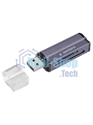Кард-ридер Gembird FD2-MSD-5/серый/TF/Micro-SD/Micro-SDHC/Micro-SDXC/SD/MS/M2/USB 2.0/алюминий