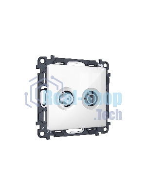 Комплект механизма розетки TV оконечной + SAT 5-862MHz 3.5dB/950-2150MHz 3.5dB ALFA Белый глянец QUANT (AP1133, VM217) MA113310