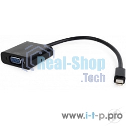 Переходник miniDisplayPort - VGA, Cablexpert A-mDPM-VGAF-02, 20M/15F, длина 15 см, черный, пакет