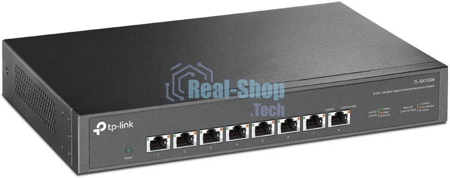 Коммутато TP-Link 8-port Desktop/Rackmount 10G Unmanaged Switch, 8 100/1G/2.5G/5G/10G RJ-45 ports,  1 Fan with intelligent speed control, 100-240 VAC, 50/60 Hz.
