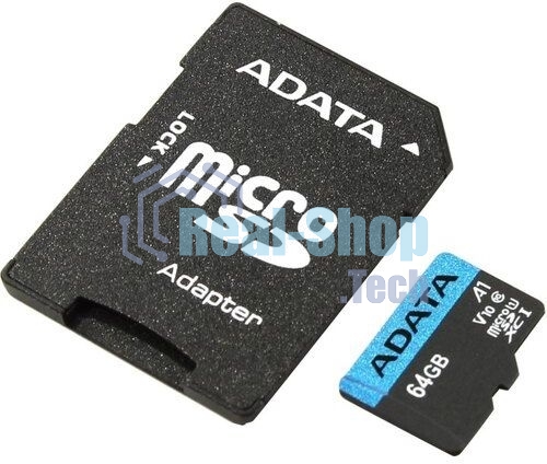 Флеш карта microSD 64Gb ADATA microSDHC Class 10 UHS-I A1 100/25 MB/s (SD адаптер)
