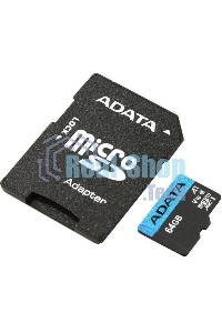 Флеш карта microSD 64Gb ADATA microSDHC Class 10 UHS-I A1 100/25 MB/s (SD адаптер)