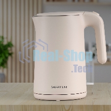 Чайник электрический Galaxy Line GL 0327, пудровый, пластик, 1800 Вт, 1,5 л