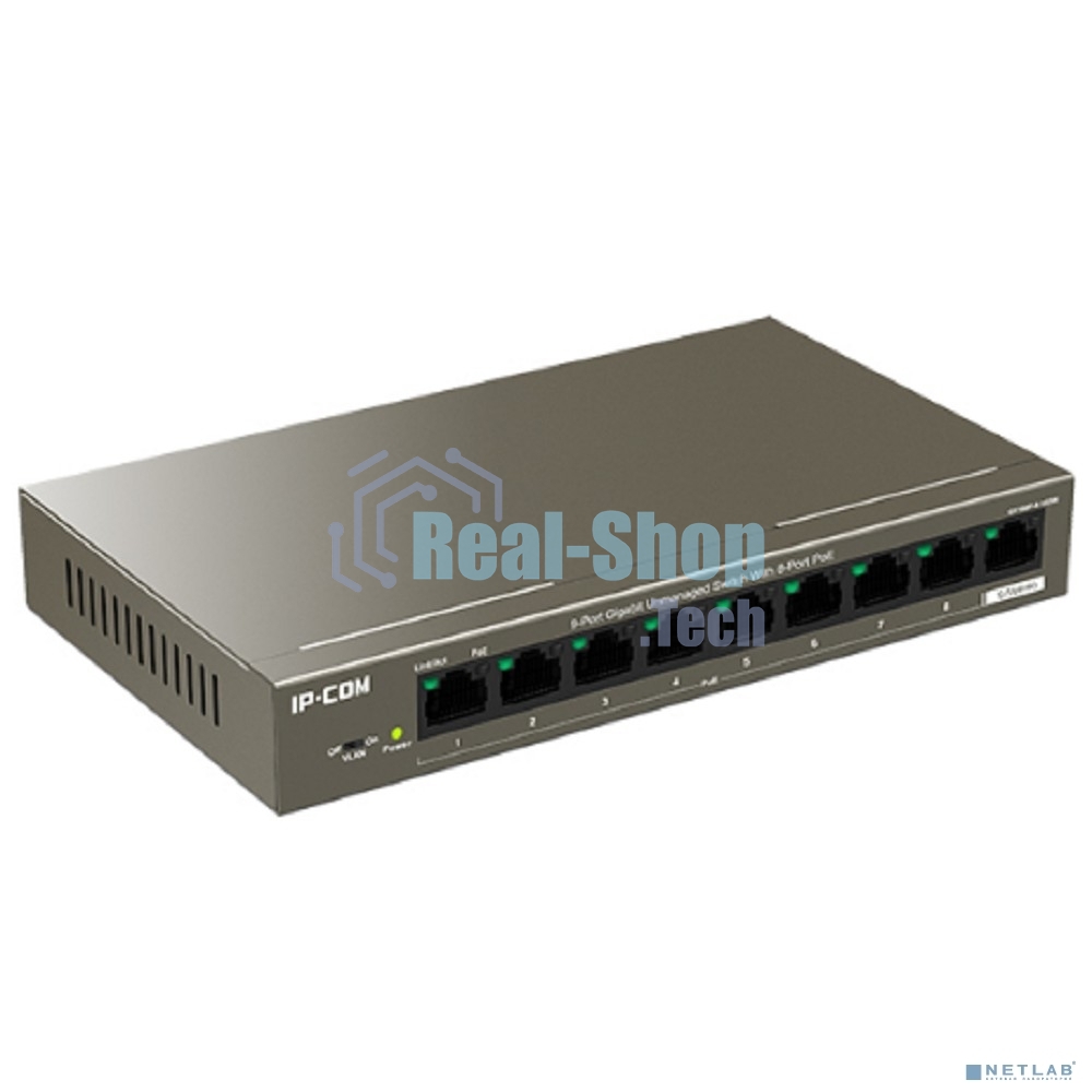 Коммутатор неуправляемый PoE IP-COM G1109P-8-102W 9 портов, 9x1 Гбит/с, PoE 8х92 Вт, настольный