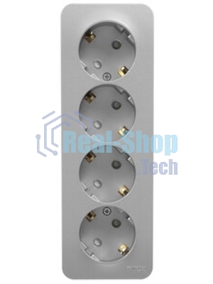 Розетка 4-ая с/з со шторками 16А, 250В BLNRA011413 Schneider Electric О/У с изол. пласт. Алюминий
