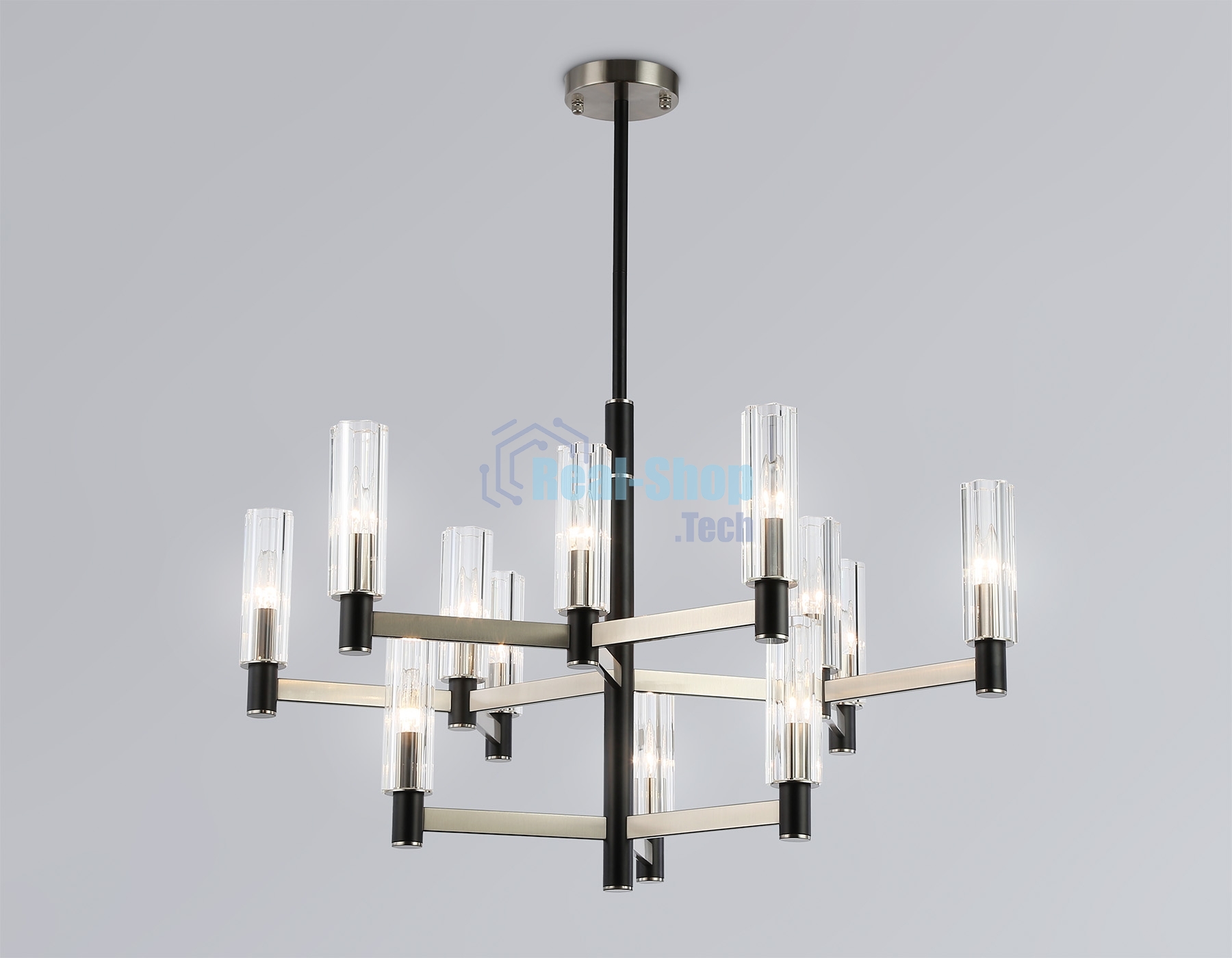 Люстра Ambrella light LH55505/12 SN/BK/CL сатин никель/черный/прозрачный E14*12 max 40W D860*905