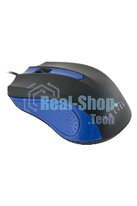 Мышь проводная Oklick 225M черный/синий, 1200 dpi, USB, кнопки - 3