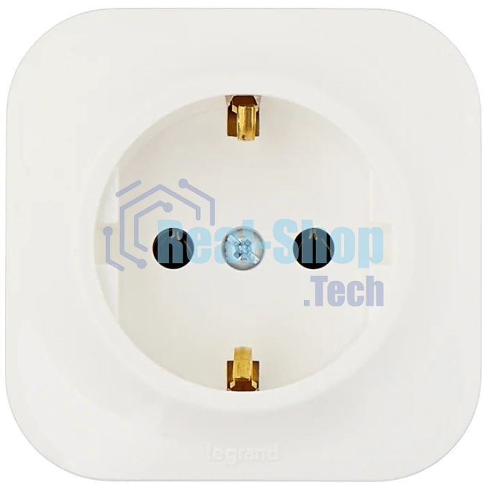 Розетка с заземлением с защитными шторками (Белая) Legrand 782220