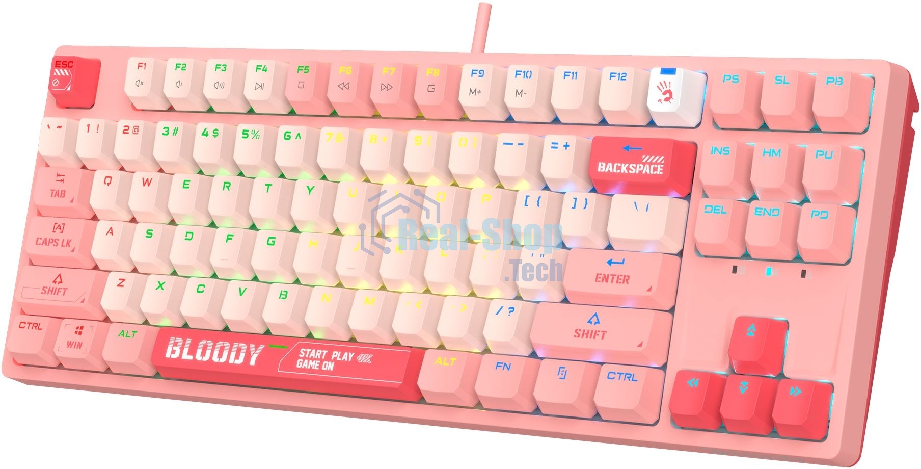 Клавиатура проводная A4Tech Bloody S87 Energy (S87 USB ENERGY PINK) USB розовый