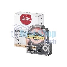 Кассета с лентой S'OK by Sakura Printing K5DBF для Epson, черный на флуоресцентном оранжевом, 18мм/5м