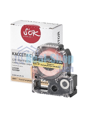 Кассета с лентой S'OK by Sakura Printing K5DBF для Epson, черный на флуоресцентном оранжевом, 18мм/5м