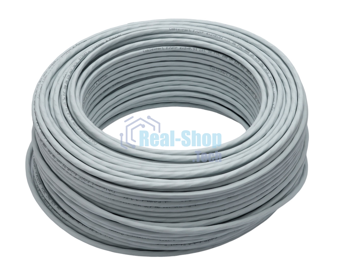 Кабель Cablexpert (RU) FTP indoor 4x2x0.51, медный, кат.5e, однож., 100м, box, серый