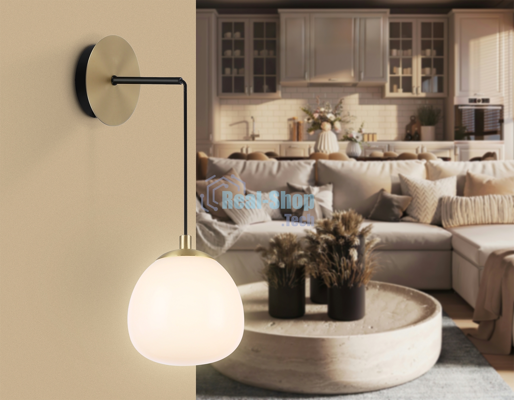 Настенный светильник Ambrella light LH51005 SGD/BK/FR золотой песок/черный/белый матовый G9 max 28W 130*200*400