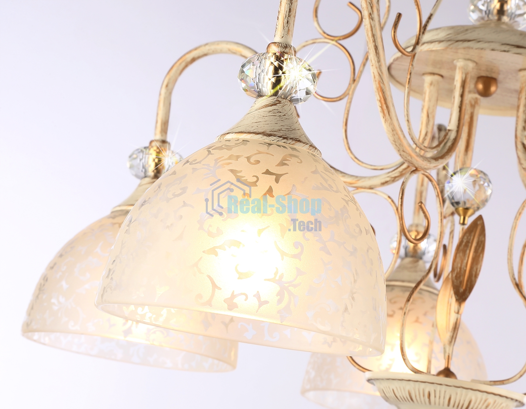 Светильник Ambrella light TR3057/5 BG/GD/FR бежевый/золото/белый матовый E27/5 max 40W D600*380