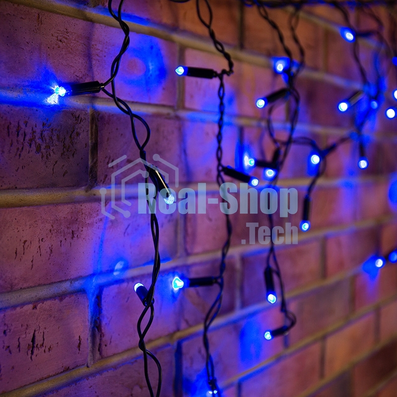 Гирлянда Neon-night Айсикл (бахрома) светодиодный, 4,8 х 0,6 м, черный провод, 230 В, диоды синие, 176 LED
