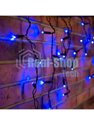 Гирлянда Neon-night Айсикл (бахрома) светодиодный, 4,8 х 0,6 м, черный провод, 230 В, диоды синие, 176 LED