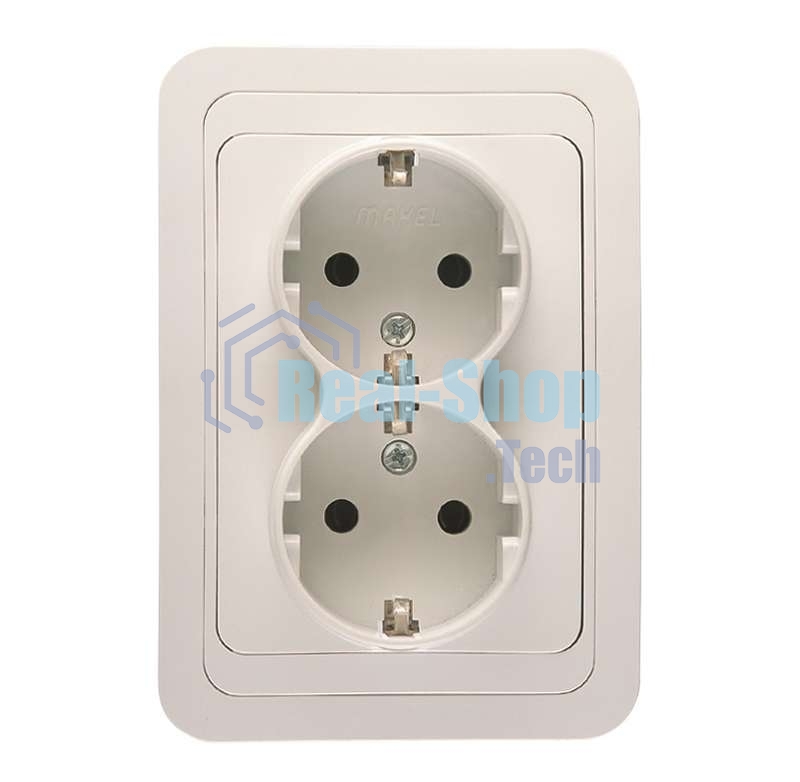 Розетка Makel 2-м СП Mimoza 16А IP20 с заземл. бел./бел.